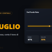 Grafico del percorso dei tassi Fed con scenario tassi fermi o rialzo, riunione del 29 luglio