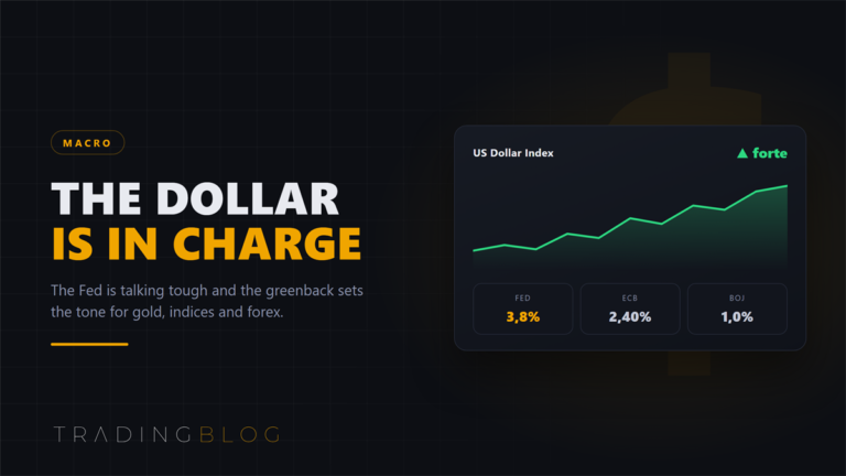 Rising US dollar index with Fed, ECB and BoJ rates compared